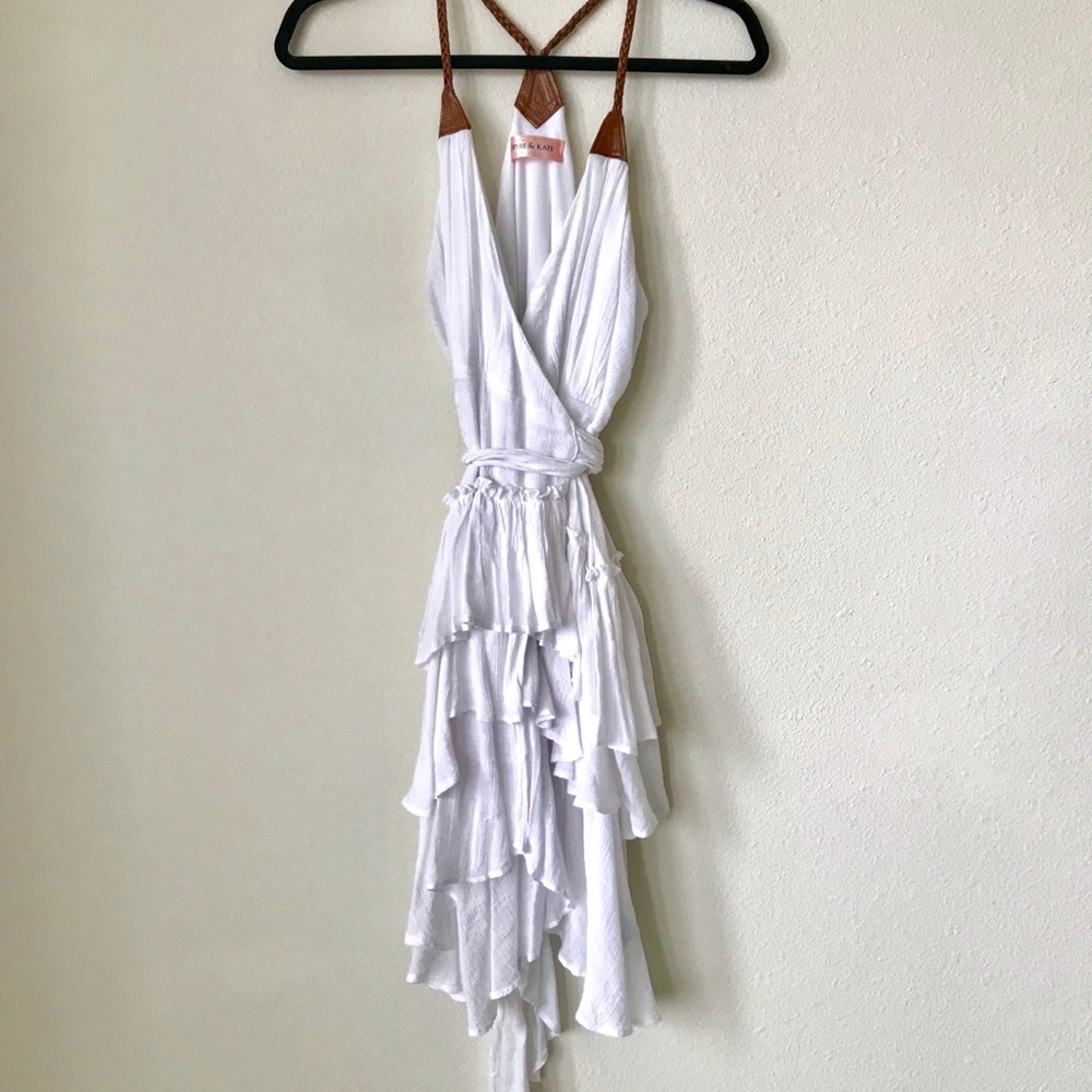 White Ruffle Wrap Dress